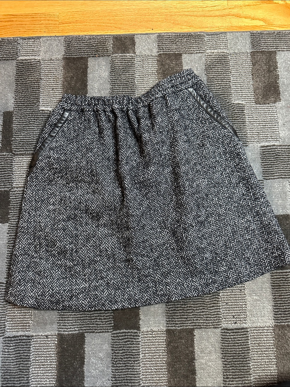 J. Crew Black and White Herringbone A-Line Skirt
